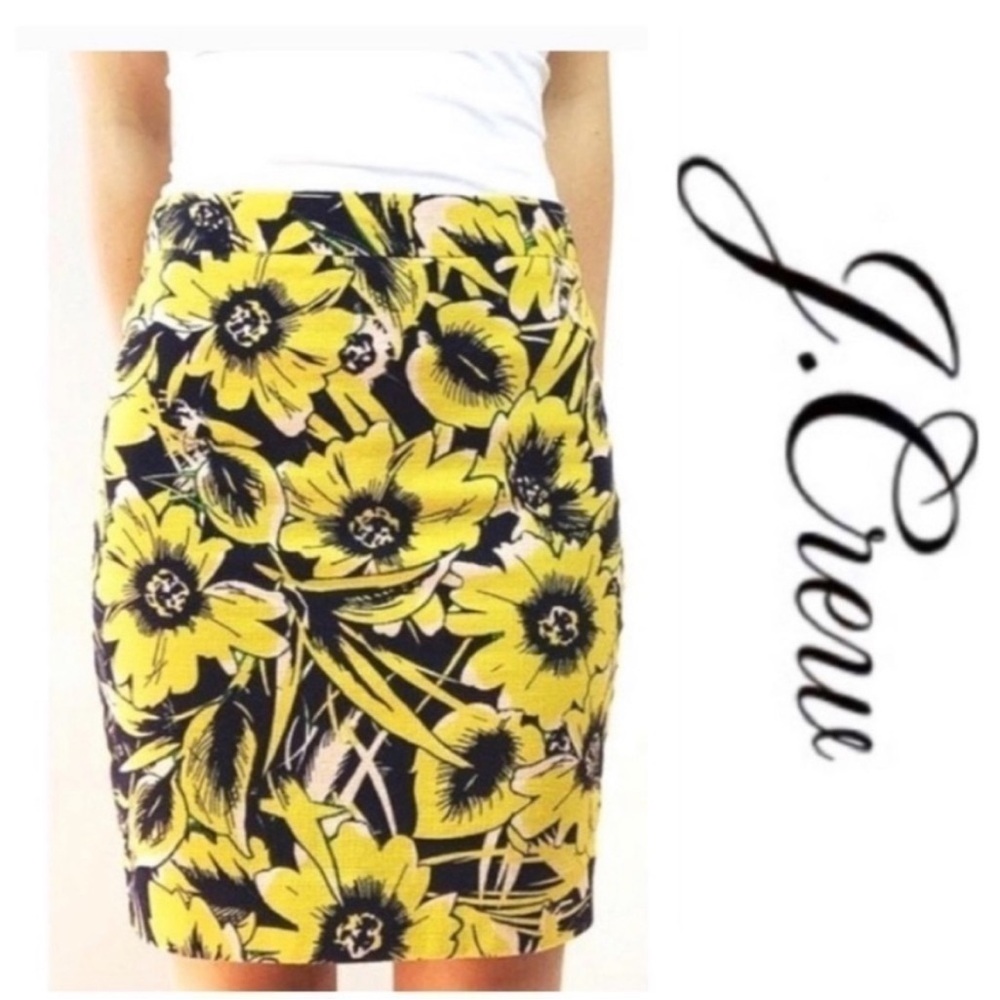 J. Crew Yellow and Black Pencil Skirt